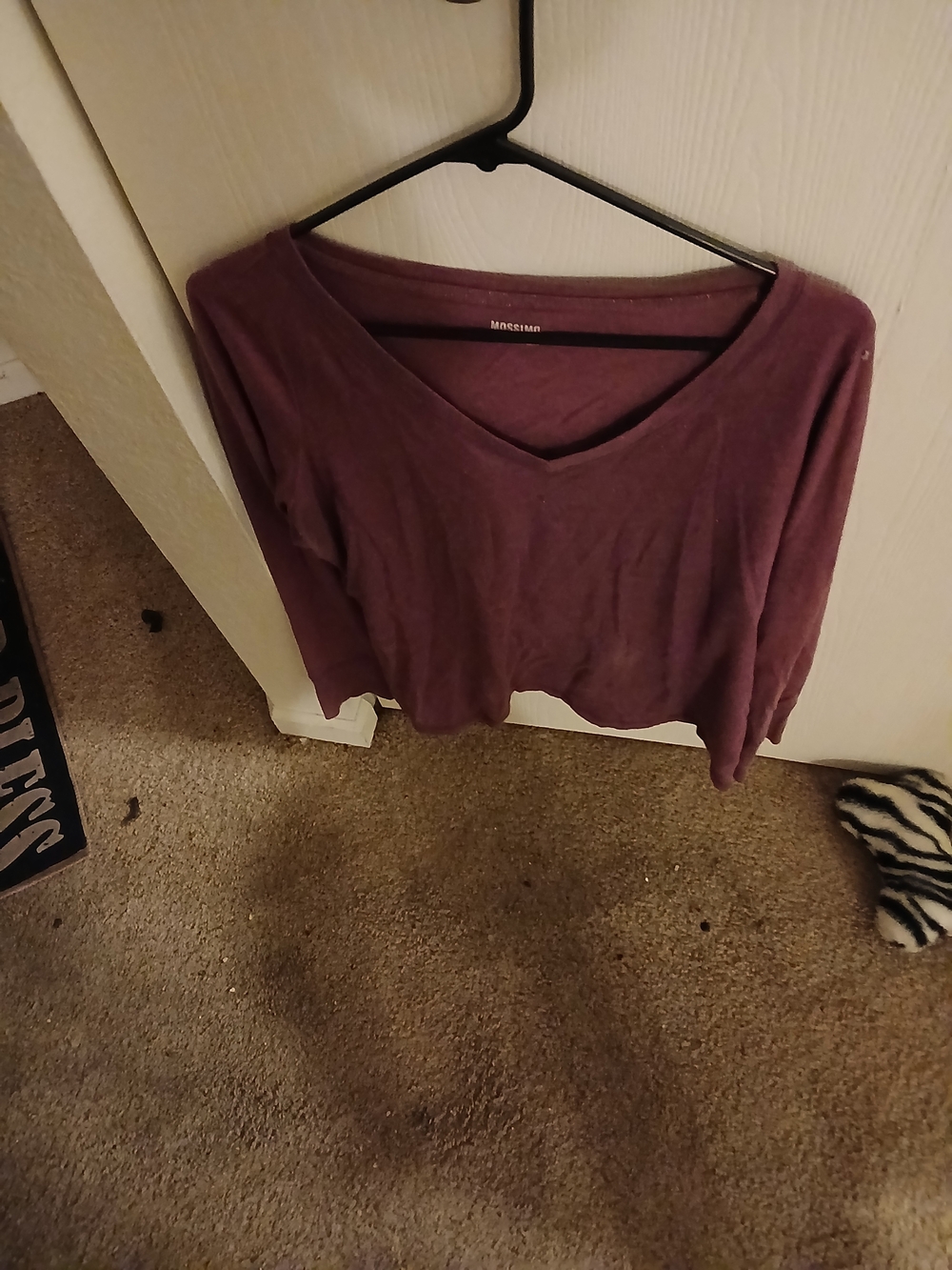 Mossimo Supply Co. Plum V-Neck Long Sleeve Tee